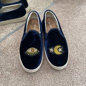 Soludos Blue Velvet Slip On Loafer Celestial 8.5